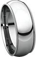 14K White 7mm Milgrain Comfort Fit Band