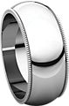 14K White 8mm Milgrain Band