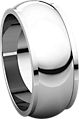 14K White 8mm Half Round Edge Band