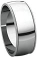 14K White 7mm Milgrain Light Band