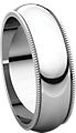 14K White 6mm Milgrain Band