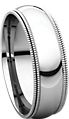 14K White 6mm Double Milgrain Comfort Fit Band
