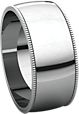 14K White 8mm Milgrain Light Band