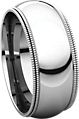 14K White 8mm Double Milgrain Comfort Fit Band