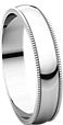 14K White 4mm Light Milgrain Band