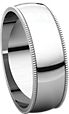 14K White 6mm Light Milgrain Band