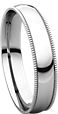 14K White 4mm Light Comfort Fit Milgrain Band