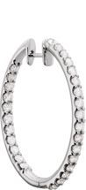 14kt White 3 CTW Diamond Hinged Inside/Outside Hoop Earrings