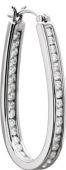 14kt White 1 CTW Diamond Inside/Outside Hoop Earrings